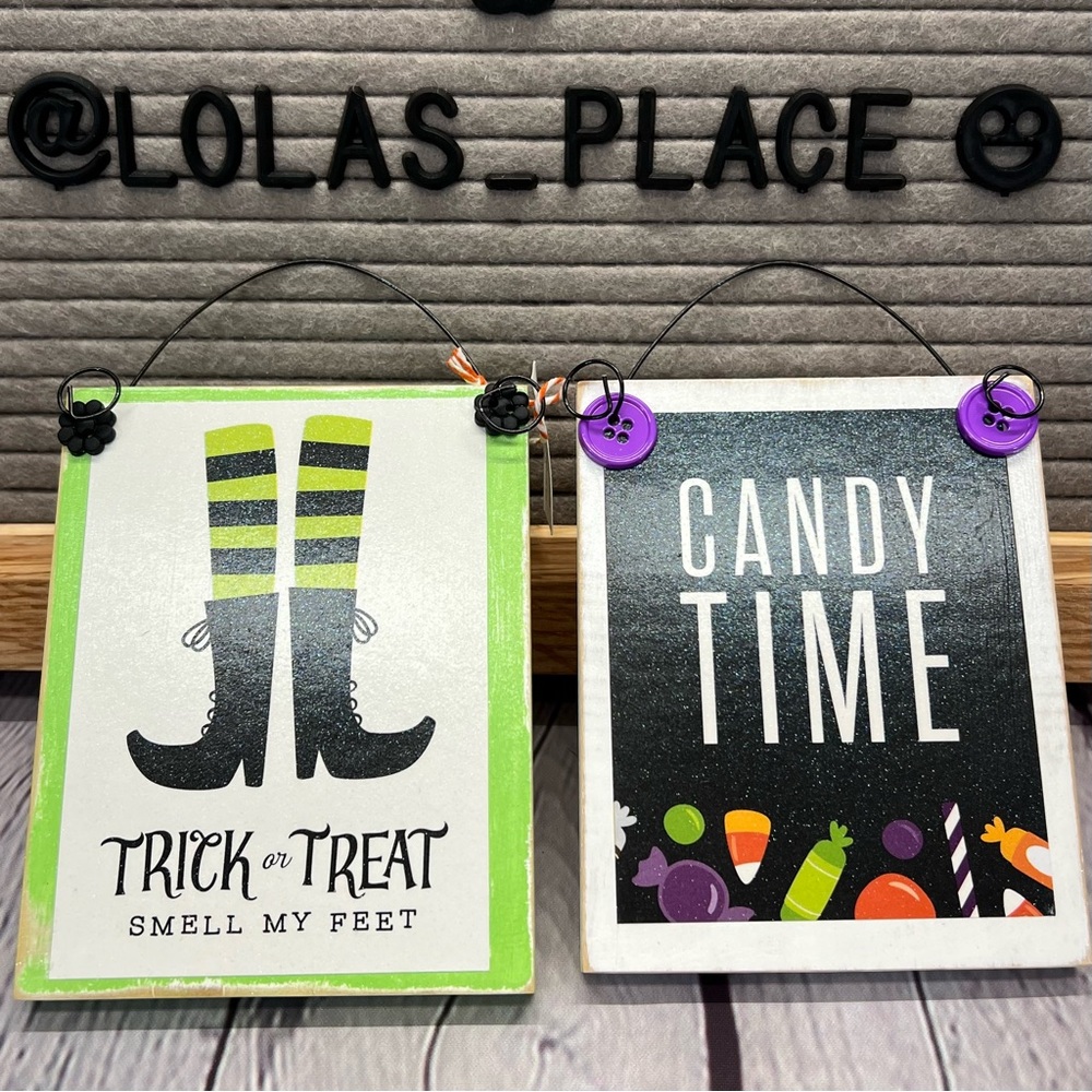 Halloween Handmade Wood Signs (set 2) NEW-Trick or Treat & Candy Time